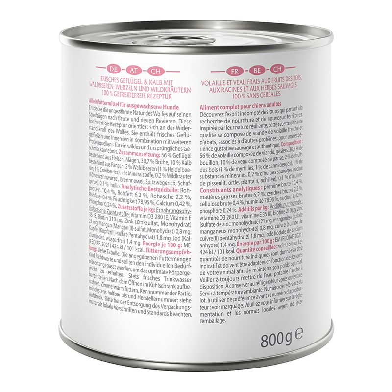 Wolf of Wilderness Adult 6 x 800g - With lots of fresh poultry Mixed Pack: 2x Stony Creek, 2x Sandy Path, 2x Steep Journey