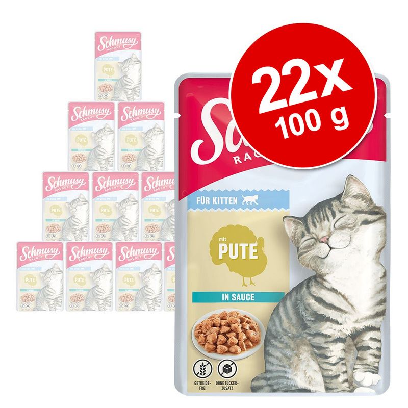 Schmusy Ragout Kitten in Sauce 22 x 100 g Turkey