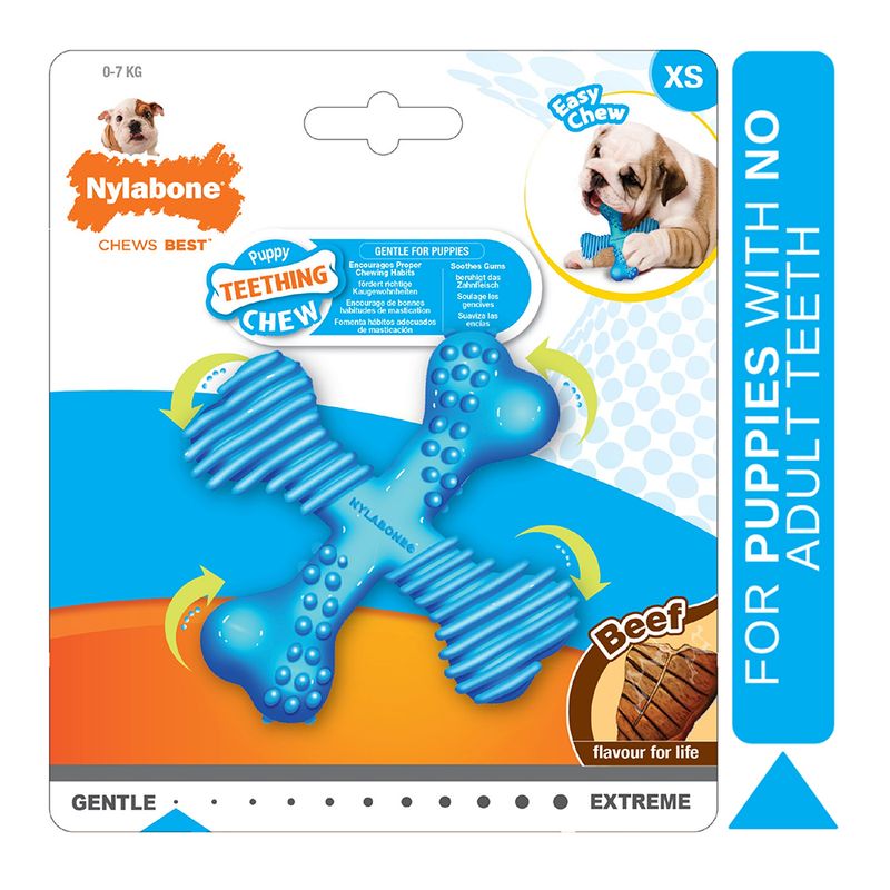 Nylabone Puppy X Bone Chew Toy 9 x 9 x 3.5cm (L x W x H)