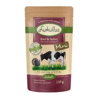 Lukullus Natural Adult Mini Grain-free Pouches 6 x 150g Mixed Pack