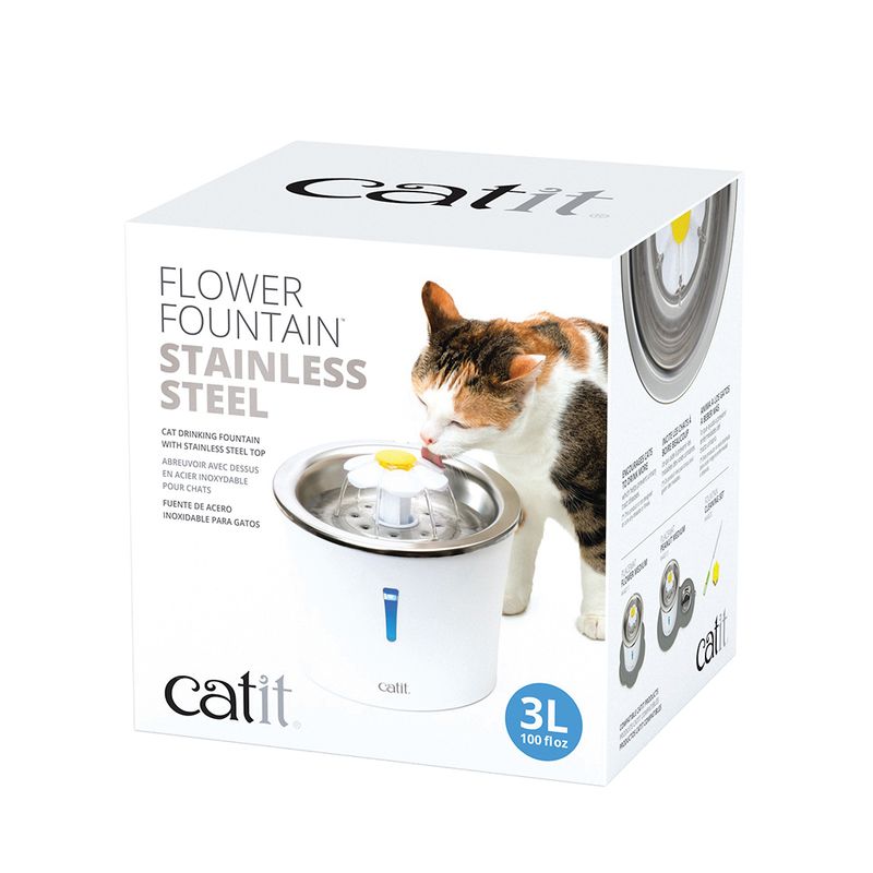 Catit Flower Drinking Fountain Stainless Steel Drinking Fountain (3 Litres)