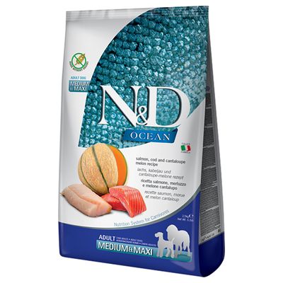 Farmina N&D Ocean Salmon, Cod & Melon Medium & Maxi 12kg