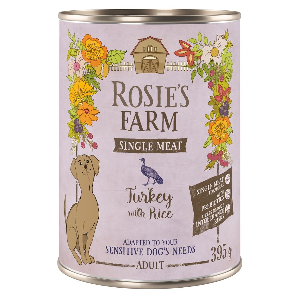 Rosie's Farm Single Meat Adult 6 x 395g Turkey & Rice
