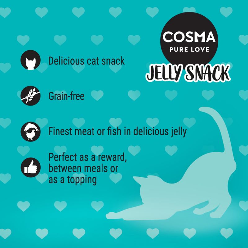 Cosma Jelly Snacks Saver Pack Mix 2: Chicken/Chicken Liver, Tuna/Shrimps, Tuna/Chicken (24 x 14g)
