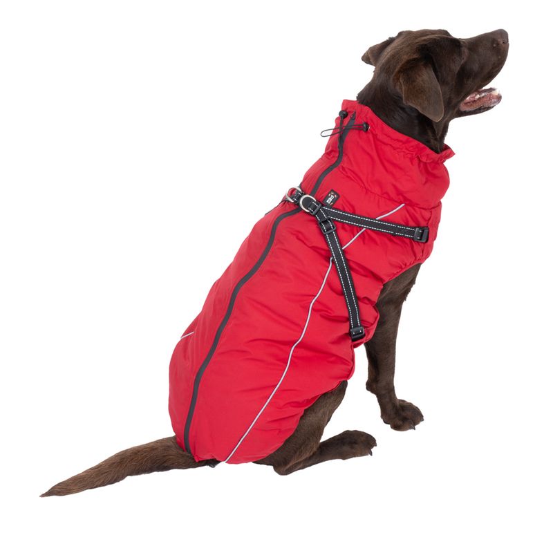 TIAKI Arkon Dog Coat with Harness - Red approx. 35cm (Back Length)