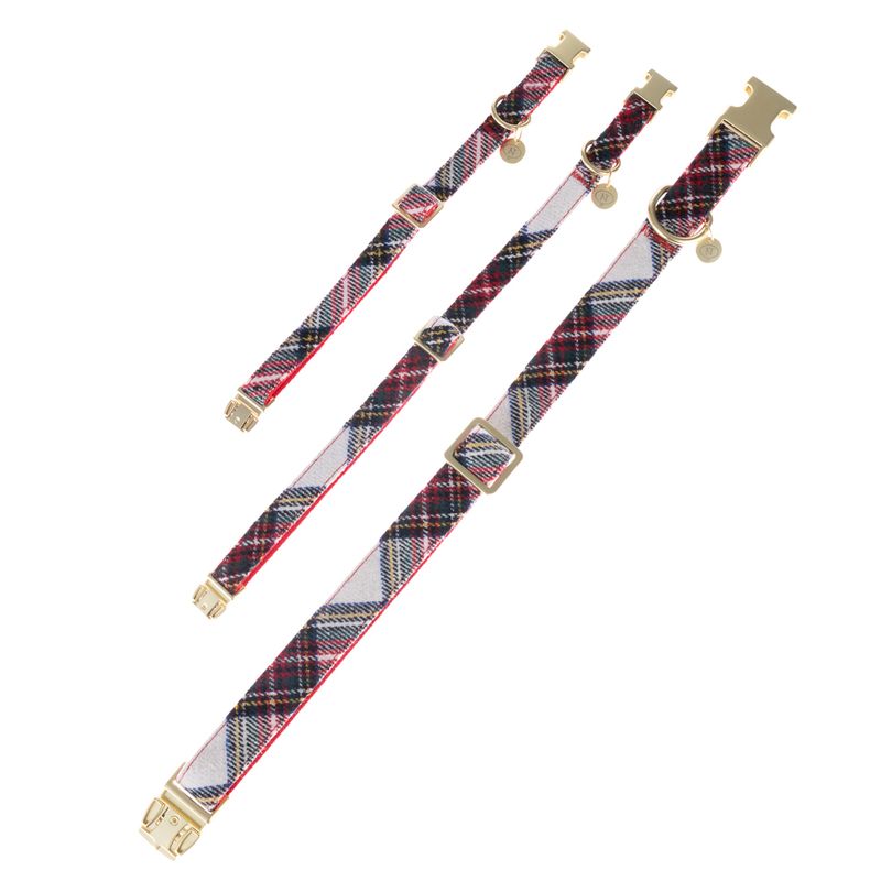 Nomad Tales Tartan Collar, Lead, Poop Bag Dispenser & Scrunchie Set Collar Size L: 42 - 66 cm Neck Circumference