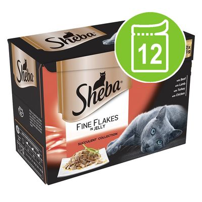 Sheba Pouches Fine Flakes 12 x 85g Poultry Collection in Jelly