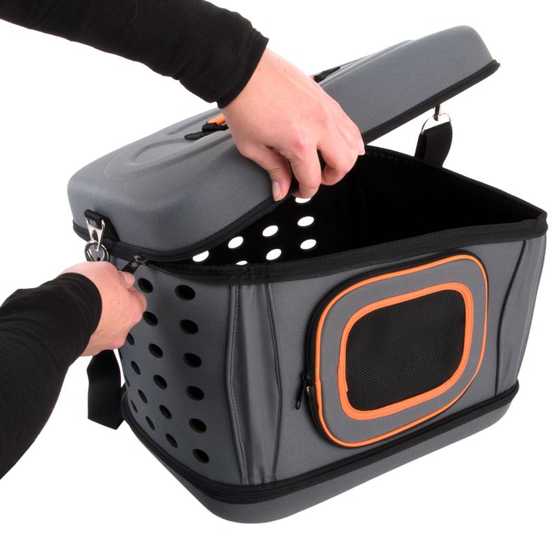 Collapsible Transport Case Grey & Orange: 42 x 32 x 30cm (L x W x H)
