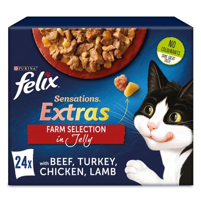 Felix Sensations Extras 24 x 85g Meat in Jelly