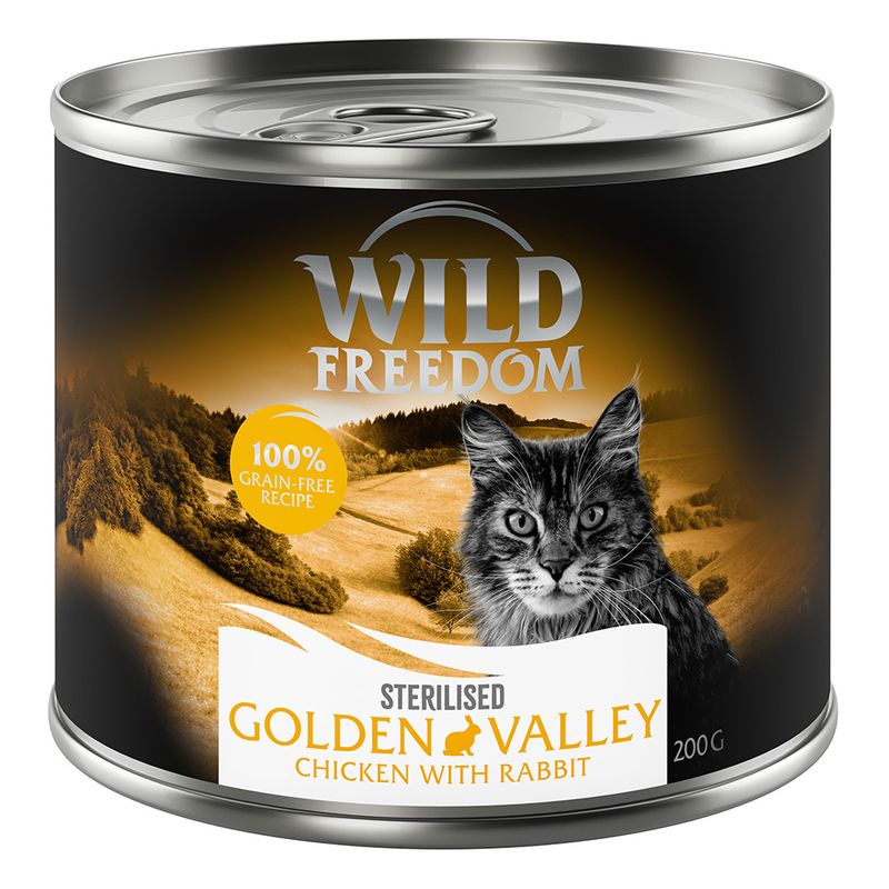 Wild Freedom Adult Sterilised 6 x 200g - Grain-Free Mixed Pack (2x Chicken, 2x Pollock, 1x Rabbit, 1x Duck)