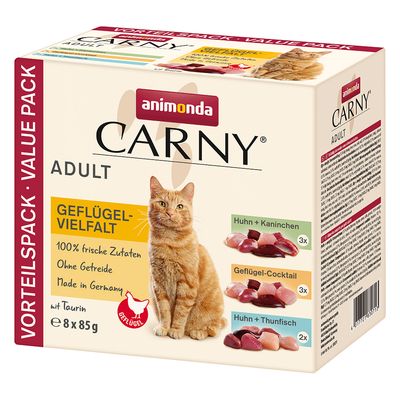 animonda Carny Pouch Multipack 8 x 85g Poultry Selection - 3 Varieties