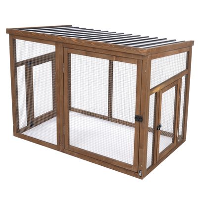 TIAKI Ranch Wooden Chicken Coop (Optionally Expandable) Attached Enclosure: 116 x 78 x 89.8 cm (L x W x H)