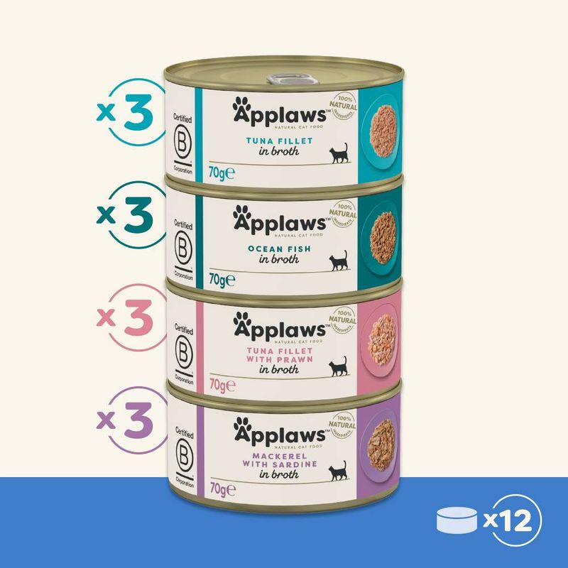 Applaws Cat Food 70g - Tuna / Fish Mixed Pack: Fish Collection 12 x 70g