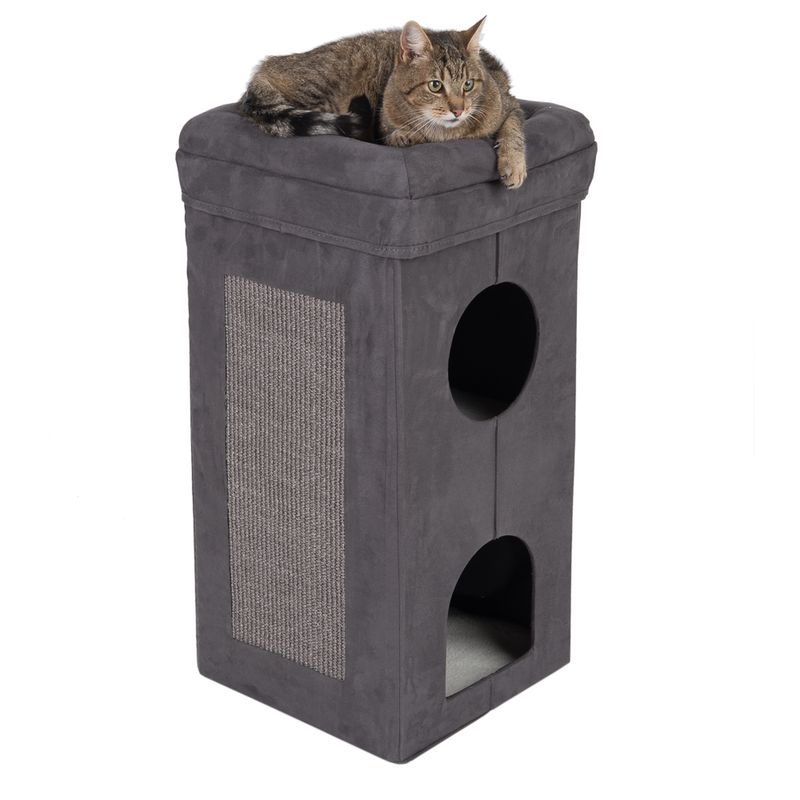 Soft'n Scratchy Collapsible Cat Tower Charcoal / White