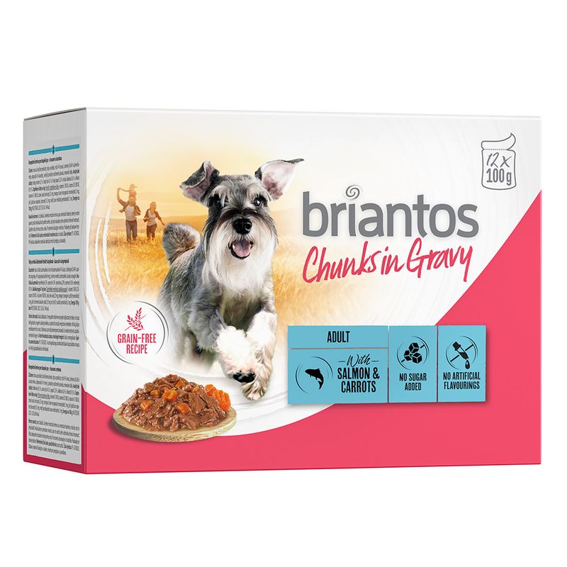 Briantos Chunks in Gravy 12 x 100g Mixed pack - (Chicken,Beef,Salmon)
