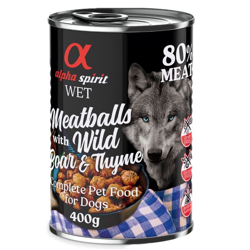 alpha spirit Dog Meatballs 6 x 400g Red Deer & Rosemary