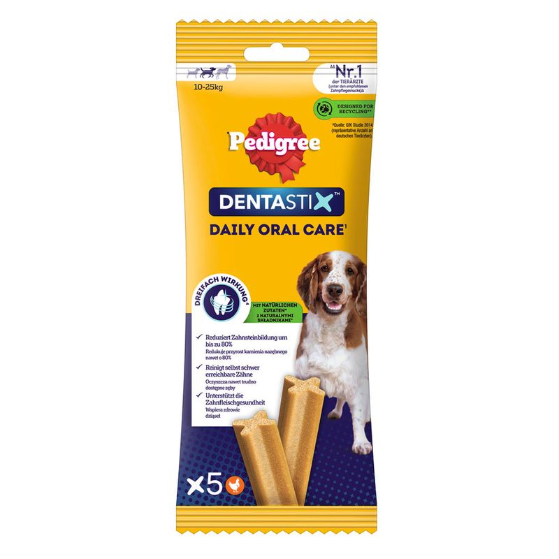 Dental care snack: Pedigree Dentastix for medium-sized dogs (10-25 kg) 5 Sticks
