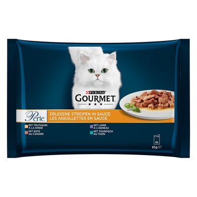 Gourmet Perle Mixed Pack 4 x 85g Turkey, Tuna, Duck & Lamb