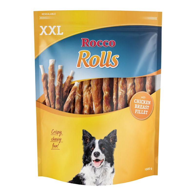 Rocco Rolls Chew Sticks - XXL Pack Mix: with Chicken Fillet, Duck Fillet and Fish (1kg)