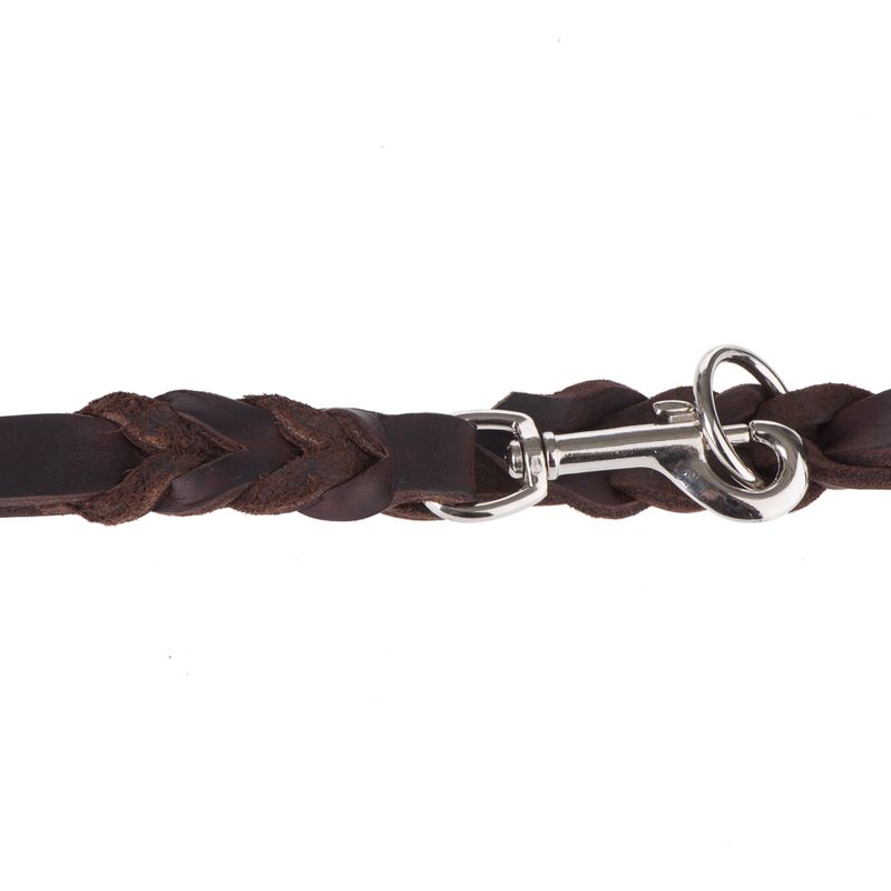 Heim Plaited Leather Double Dog Lead - Brown 220cm