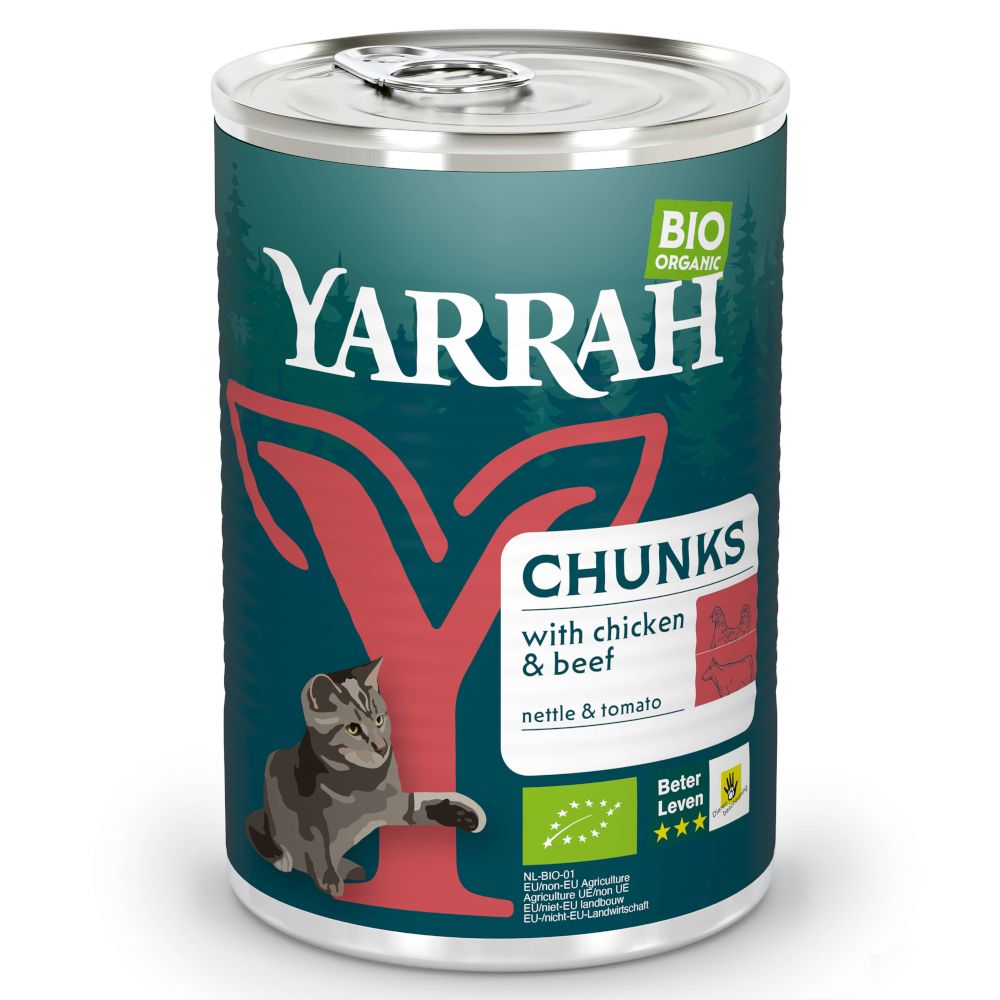 Yarrah Organic Chunks 6 x 405g Organic Chicken with Organic Nettle & Organic Tomato in Sauce