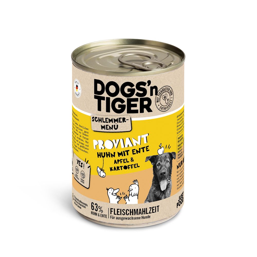 Dogs'n Tiger Gourmet Menu for Dogs 6 x 400g Chicken with Duck, Apple & Potato