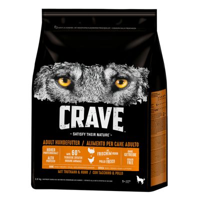 Crave Adult Turkey & Chicken Dry Dog Food 2.8kg