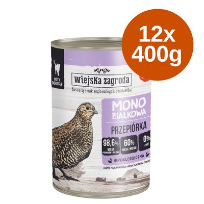 Wiejska Zagroda Cat Monoprotein 12 x 400 g Quail