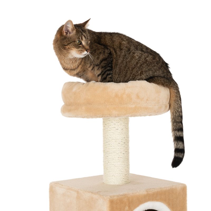 Gingerbread House Cat Tree with Ladder Beige