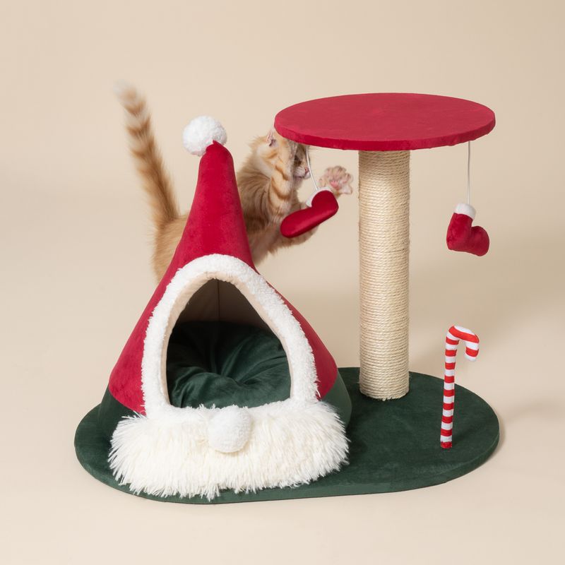 TIAKI Scratching Post with Christmas Teepee Red