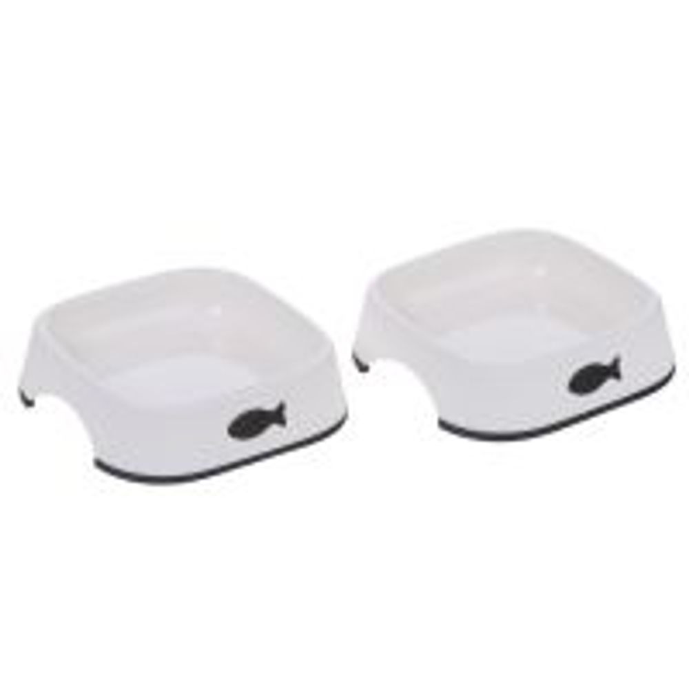 Little Fish Plastic Cat Bowls - Set of 2 2 x 200ml