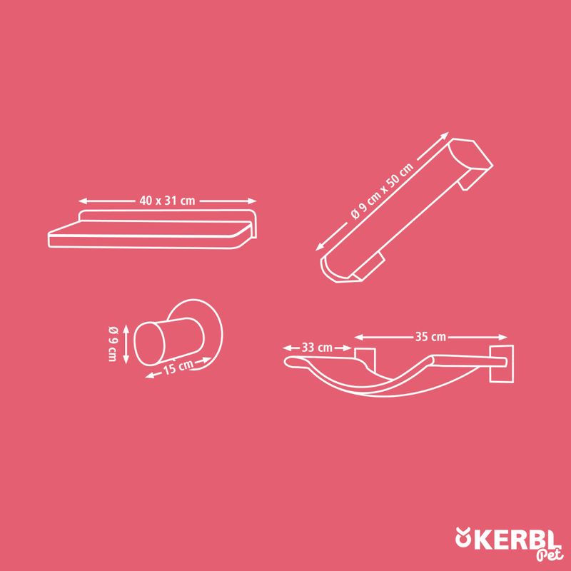 Kerbl Pet Climbing Wall Alps for Cats 4-piece set