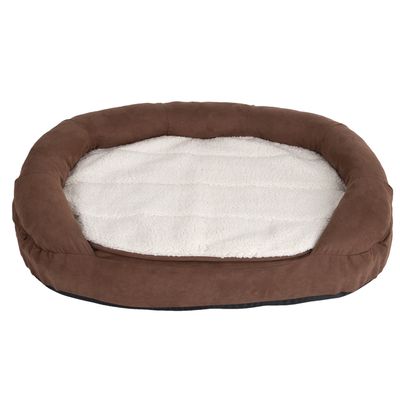 Oval Memory Foam Dog Bed - Brown 100 x 65 x 24 cm (L x W x H)