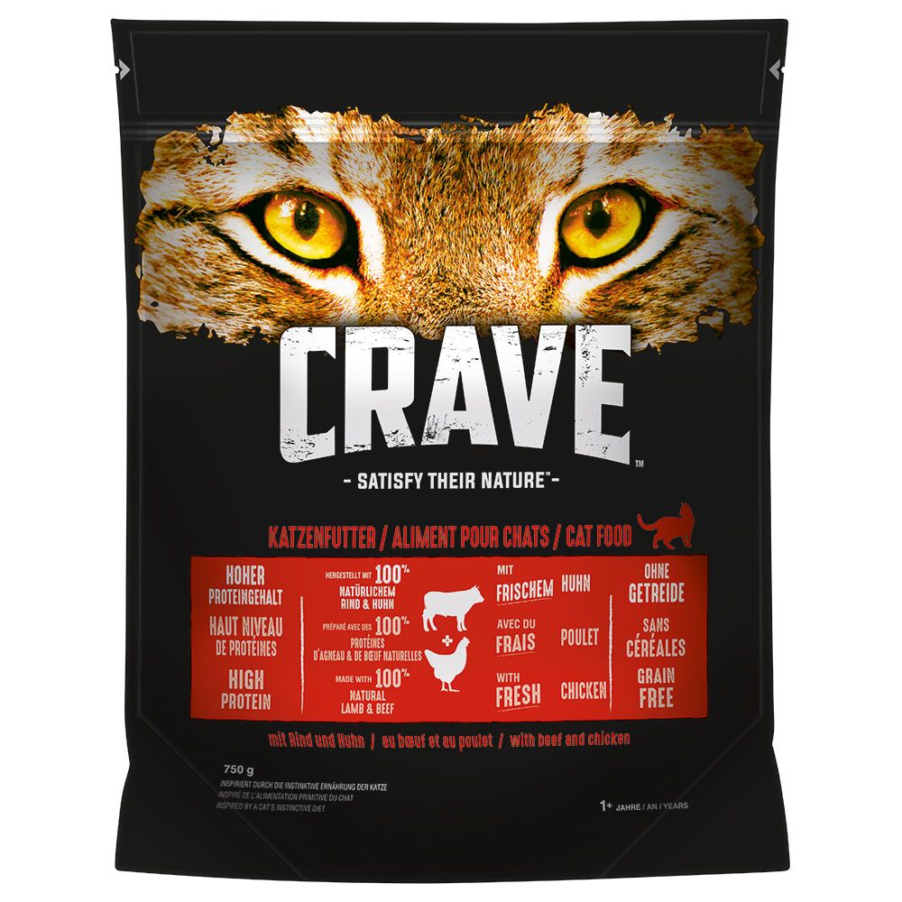 Crave Adult Beef & Chicken Dry Cat Food 750g