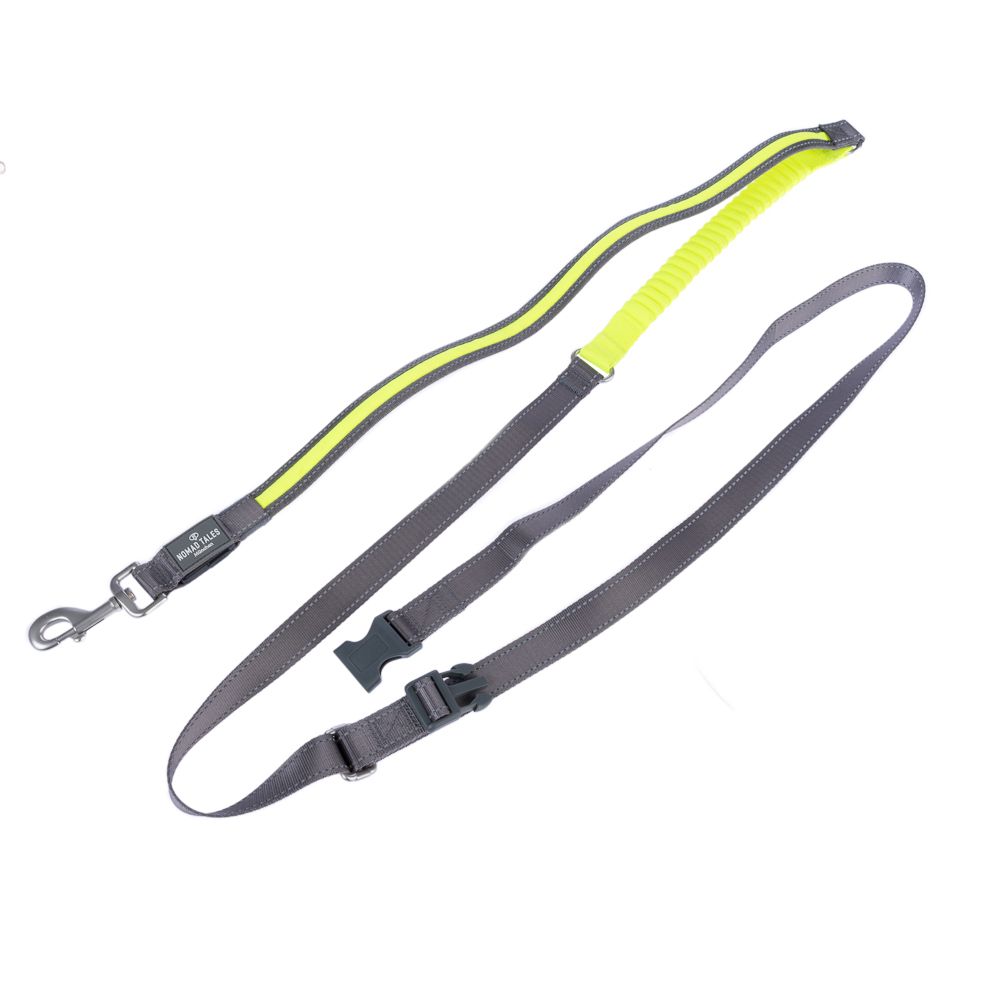 Nomad Tales Spirit USB LED Jogging Lead - Neon Yellow & Grey 180 - 250 cm Length, 25mm Width