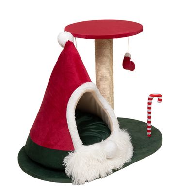 TIAKI Scratching Post with Christmas Teepee Red