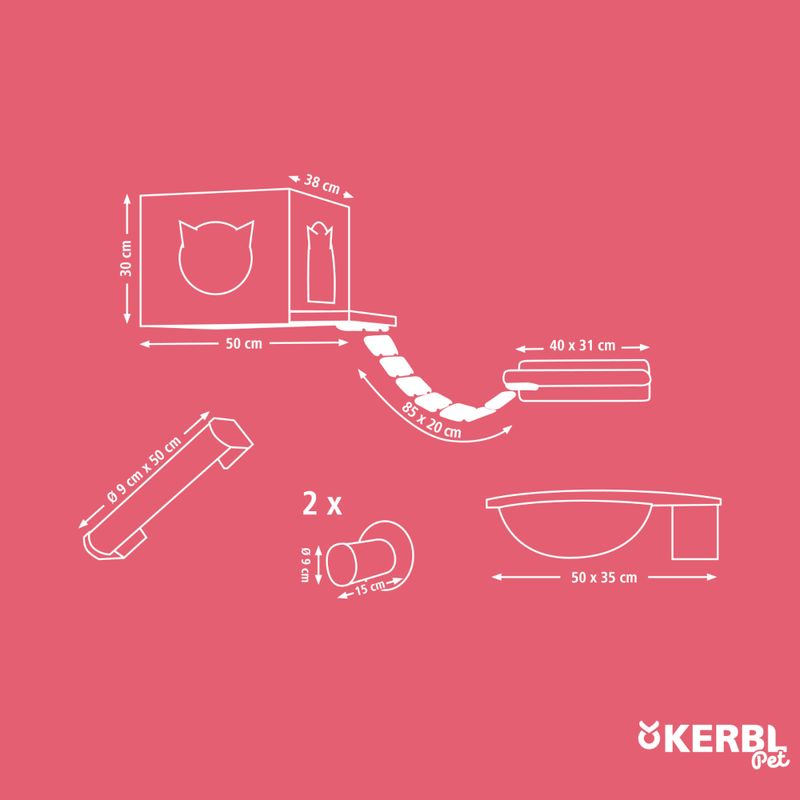 Kerbl Pet Anden Climbing Wall for Cats Set of 7