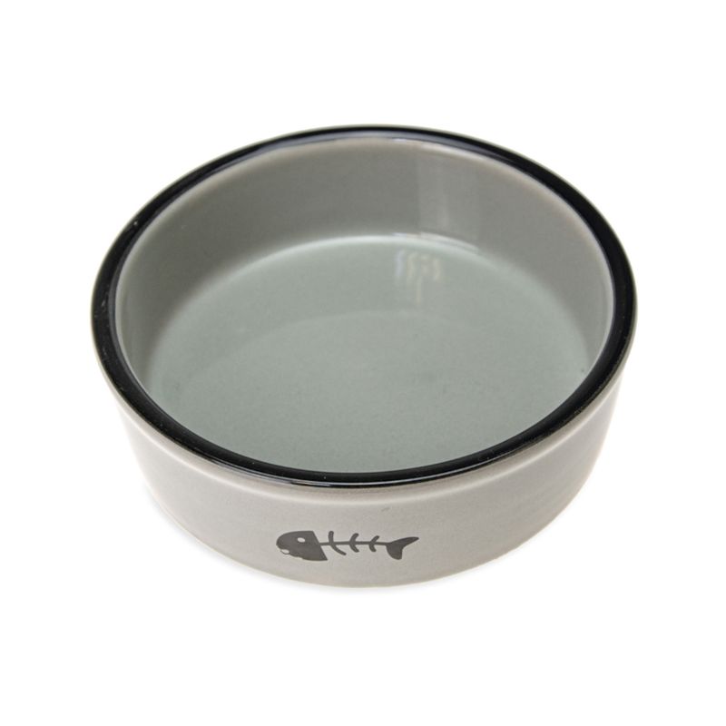 Karlie Ceramic Cat Bowl - Grey 200ml, 12cm (W)