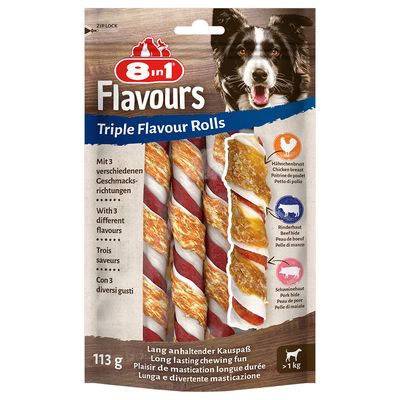 8in1 Triple Flavour Rolls Chew Sticks 3 Sticks