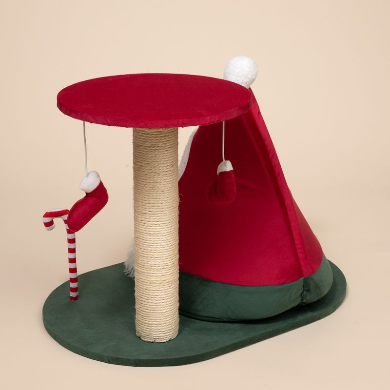 TIAKI Scratching Post with Christmas Teepee Red