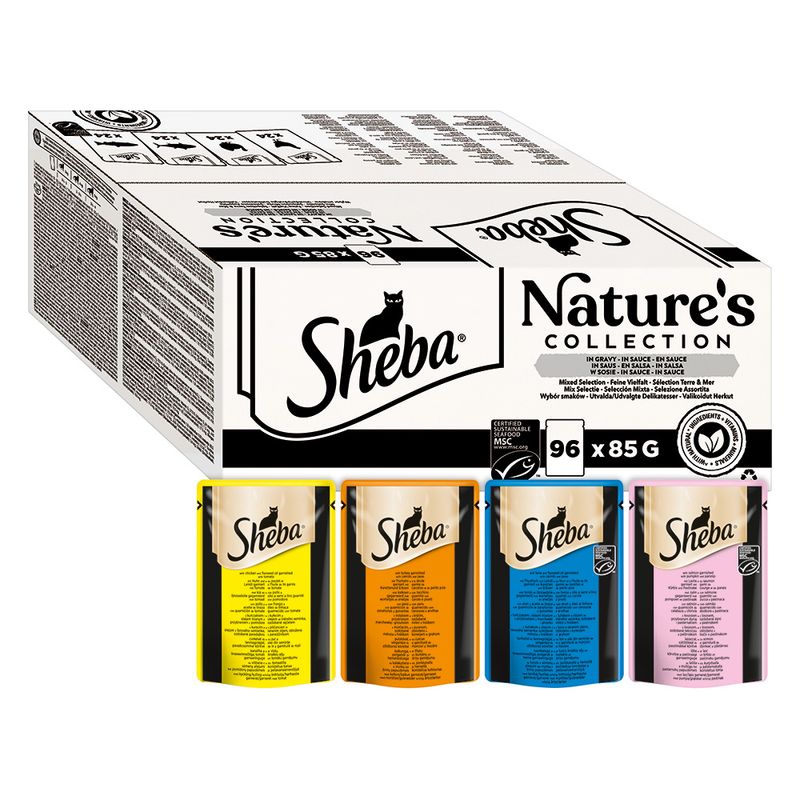 Sheba Nature's Collection in Sauce 96 x 85g Fine Variety (Chicken, Turkey, Tuna, Salmon)