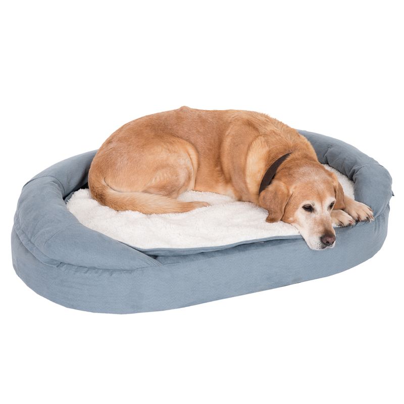 Oval Memory Foam Dog Bed, grey-blue 72 x 50 x 20 cm (L x W x H)