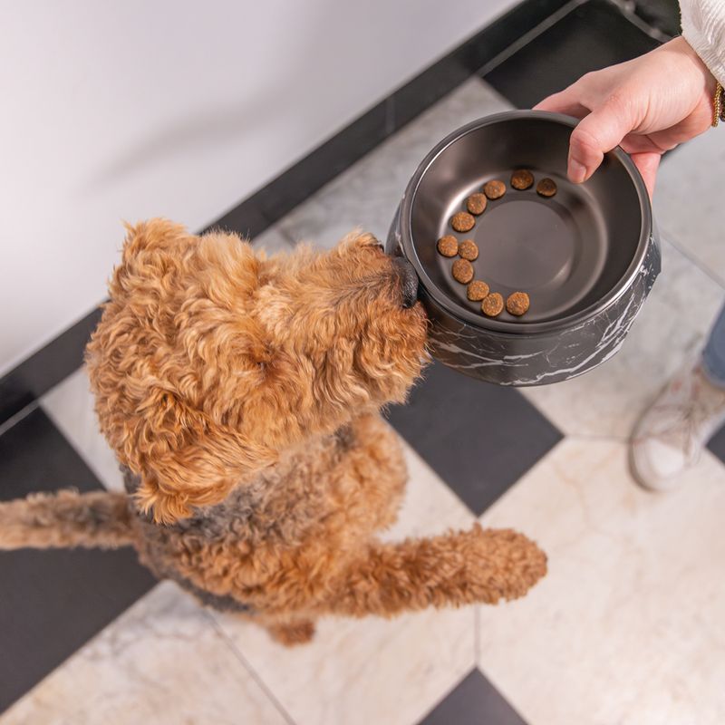 Designed by Lotte Marble Melamine Feeding Bowl - Black 350ml, diameter 17.5cm