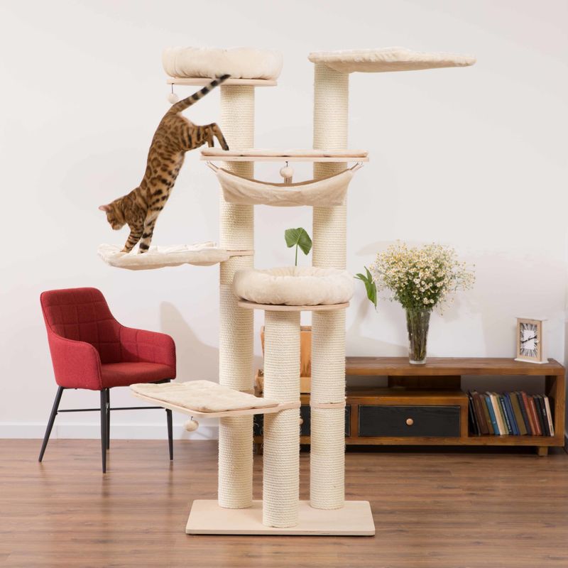 Natural Paradise Ceiling Cat Tree - Amaryllis Light Grey (2 packages*)