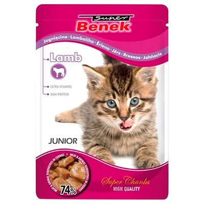 Super Benek Super Chunks Kitten 24 x 100g Lamb in Sauce