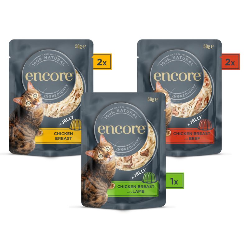 Encore Cat Jelly Pouch Multipack 5 x 50g Chicken Selection 1 (3 varieties)
