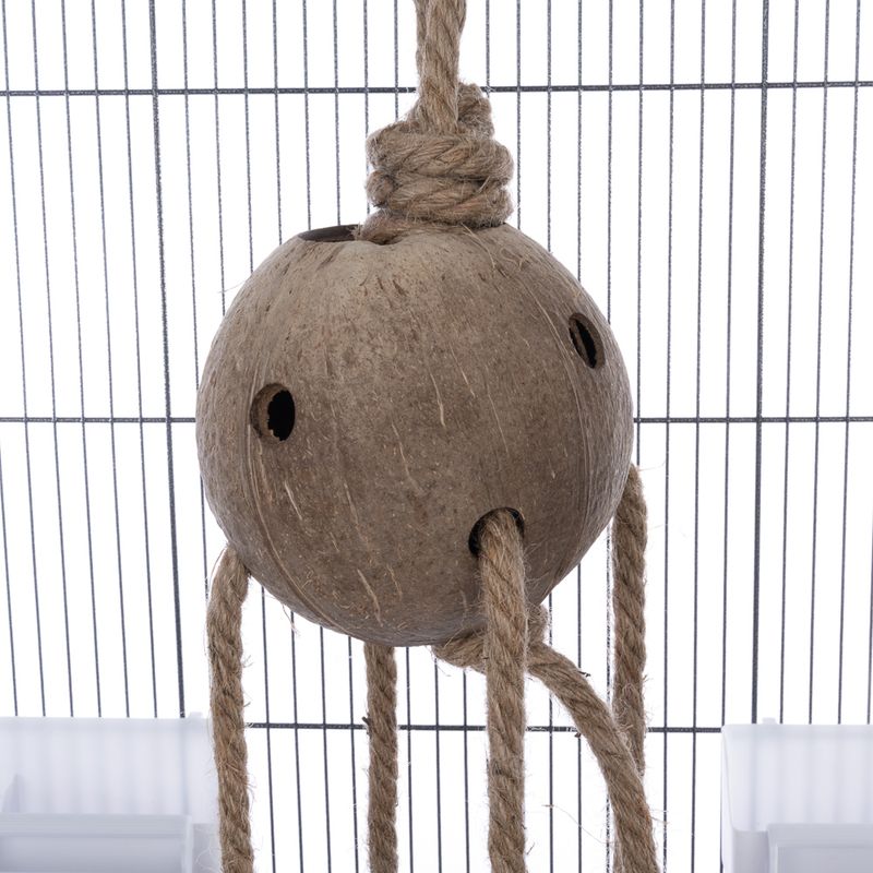TIAKI Swing & Forage Coconut Toy for Birds approx. diameter 21 x (L) 84 cm
