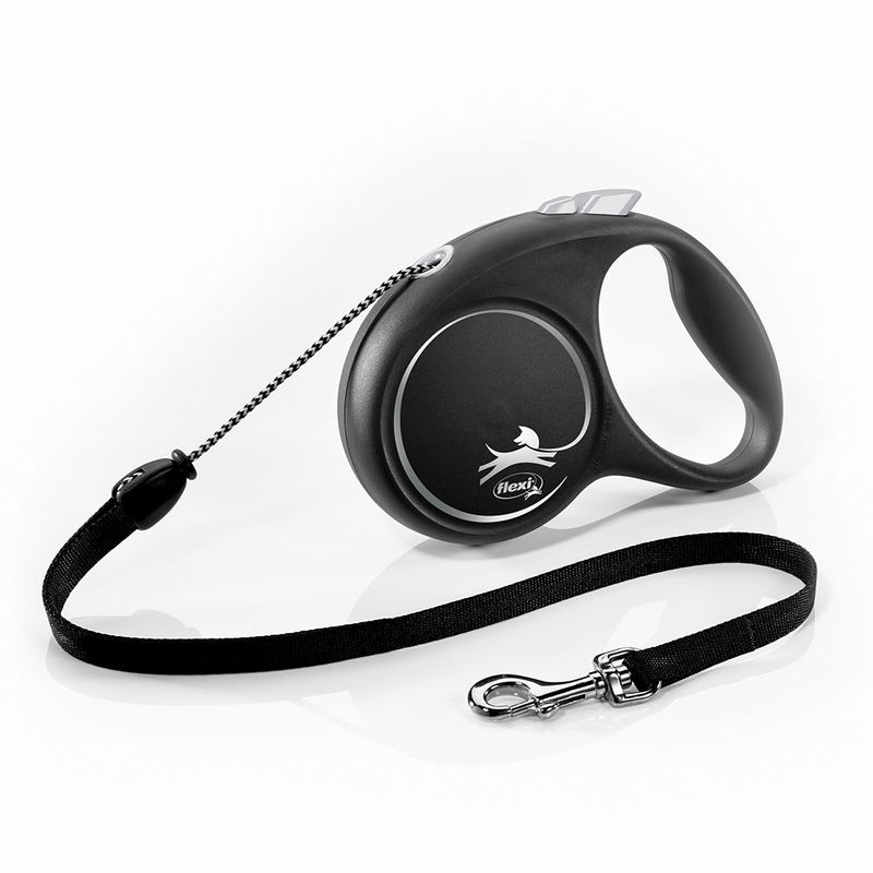 flexi Black Design 5m Rope Lead M: up to 20kg