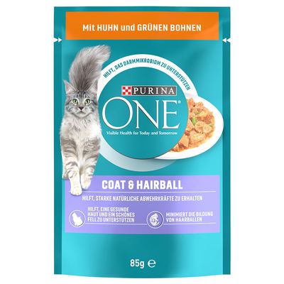 PURINA ONE Coat & Hairball with Chicken & Green Beans (26 x 85g)