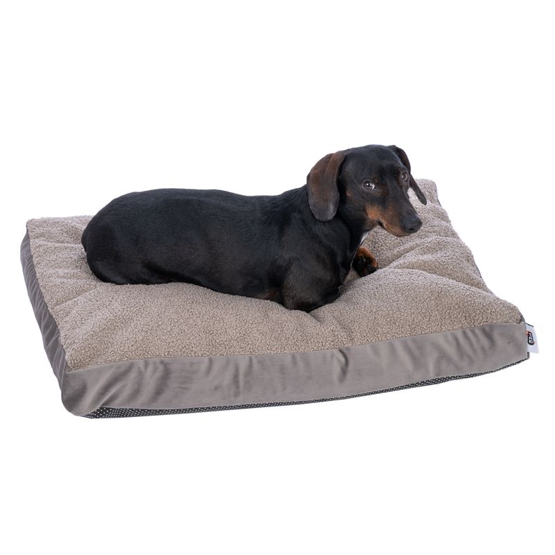 TIAKI Teddy Dog Mattress - Taupe Size M: 70 x 50 x 10 cm (L x W x H)